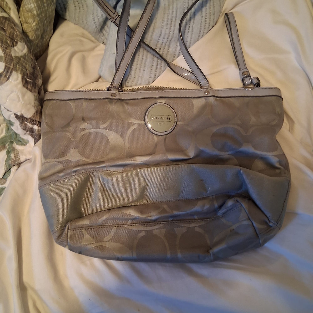 Coach Gray Signature Shoulder Bag